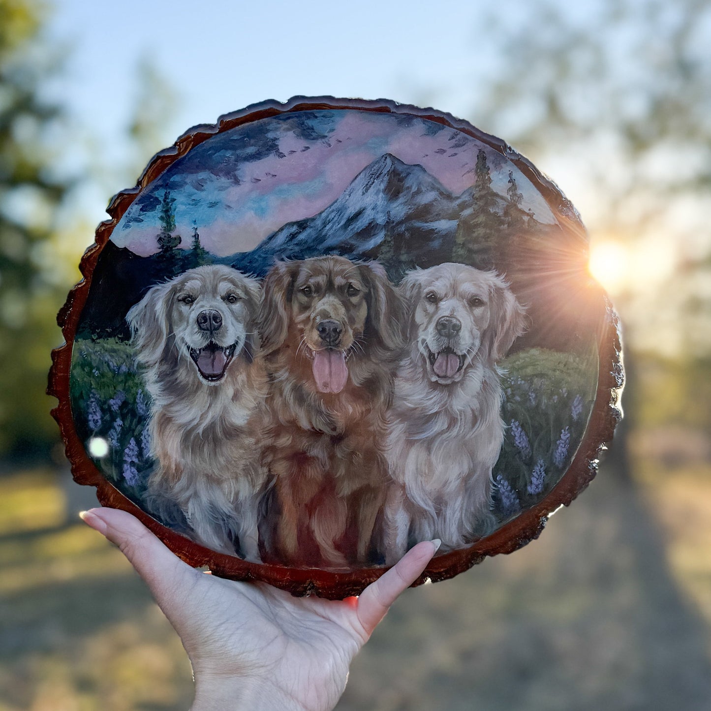 Wood Slice Pet Portrait