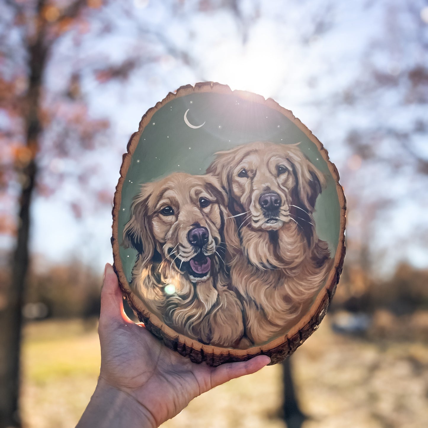 Wood Slice Pet Portrait