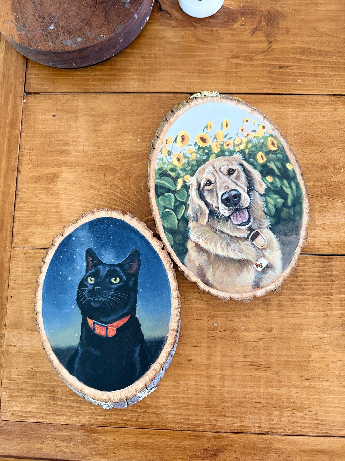 Wood Slice Pet Portrait