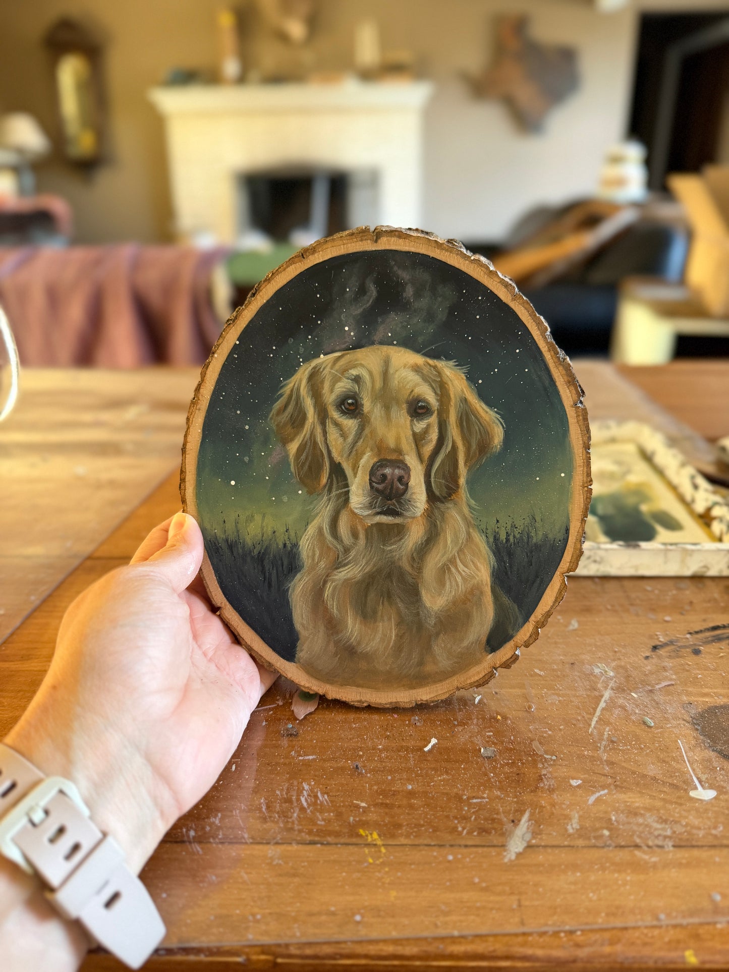 Wood Slice Pet Portrait