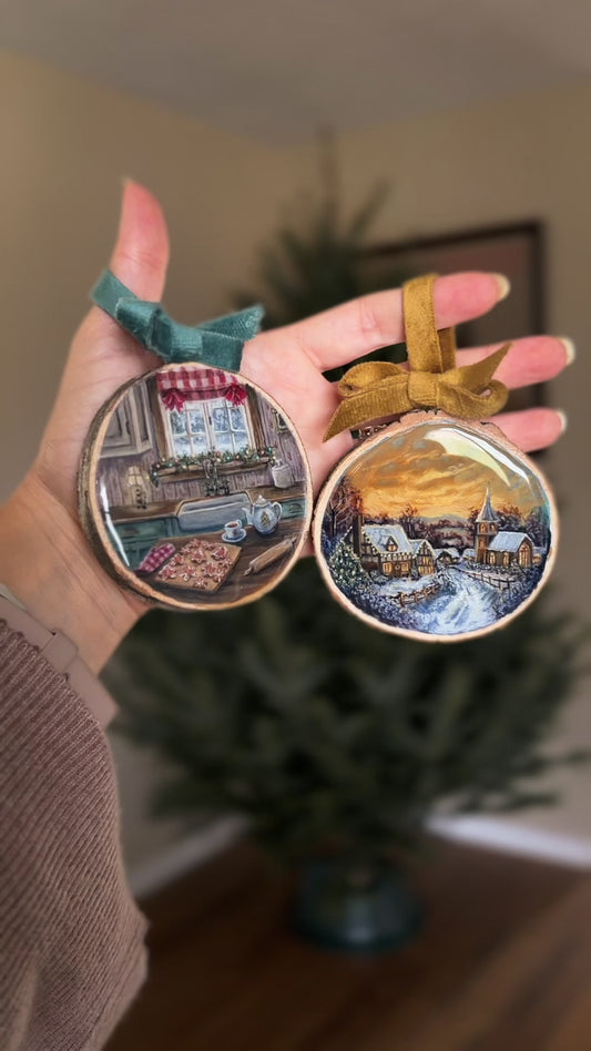 Christmas Village Hand Painted Christmas Ornament